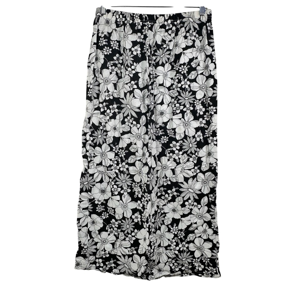 Hot Cotton by Marc Ware Black White Floral Maxi Skirt Cotton Made in USA Medium